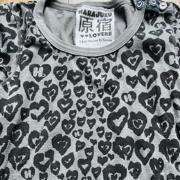 Rare VTG Harajuku Lovers x Gwen Stefani Heart Leopard Animal Print Thermal - Picture 1 of 7